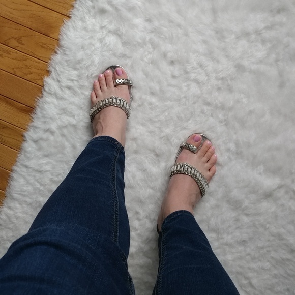 Pelle Moda Shoes - Pelle Moda▪Jewled Silver Kitten Heels